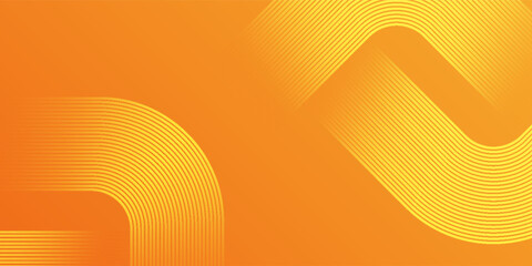 Abstract orange background with curved yellow lines forming symmetrical wave patterns. Bright, vibrant design suitable for tech, business, or creative themes.
