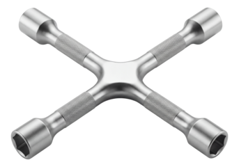 Lightweight aluminum alloy lug wrench for easy handling in mobile tire repair.