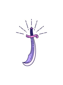 popping motion animation of tattoo style scimitar sword