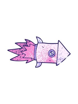 glitter effect animation of a doodle of a space rocket