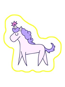 radioactive glowing animation of hand drawn quirky cartoon unicorn