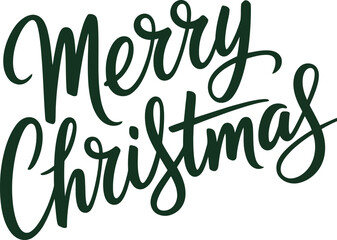 Merry Christmas festive holiday greeting in elegant dark green cursive script