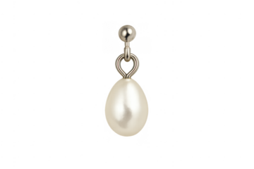 White pearl teardrop earring with silver stud