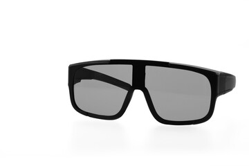 bold black sport sunglasses modern angular frame, UV protection,  designed for fashion forward individuals, fashion eyewear for men and women, frame outdoor active eyewear, isolated white background 