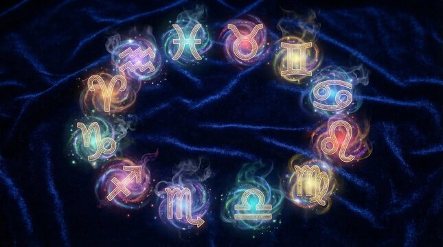 Twelve Zodiac Signs Astrology with Constellations, Symbols
