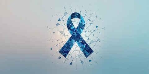 Digital composite of Blue ribbon against blue background. breast cancer awareness concept AI Generated Digital composite of Blue