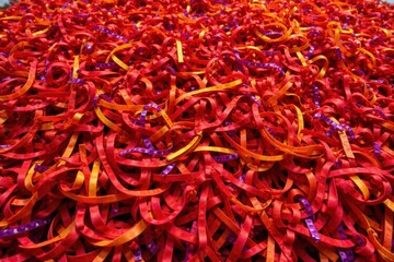 Colorful red and yellow chili for sale at a market in India AI generated Colorful red and yellow chili for sale at a market in