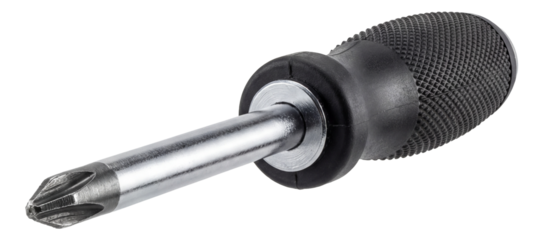 Durable Phillips screwdriver with a rubber grip, ideal for construction tasks.