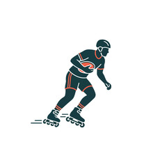 Obraz premium Man in rollerblading gear gliding smoothly on black background