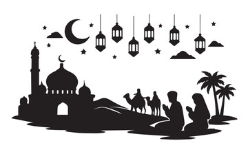 Hand drawn ramadan kareem illustration