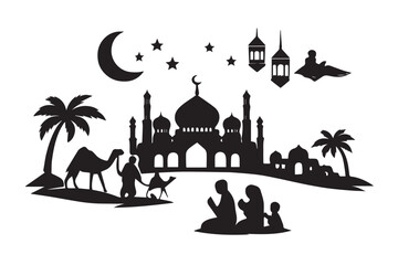 Hand drawn ramadan kareem illustration