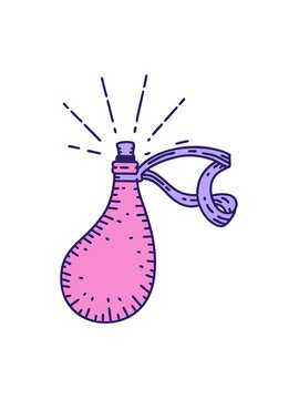 jiggle motion animation of illustration of a traditional tattoo of old leather water flask