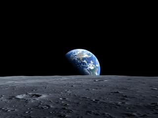 View of Earth from the Moon's surface a breathtaking cosmic perspective