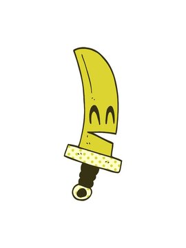 changing color animation of cartoon doodle happy magical sword