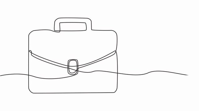 Animated self drawing of continuous one line drawing office bag or handbag. Full length one line animation, motion graphic business concept and corporate job equipment.