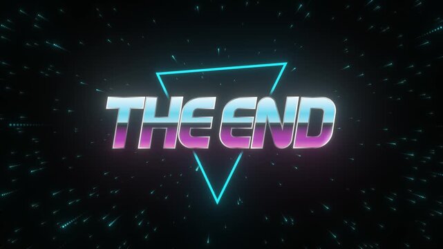 Animation text "THE END" futuristic retro.  vintage style.  