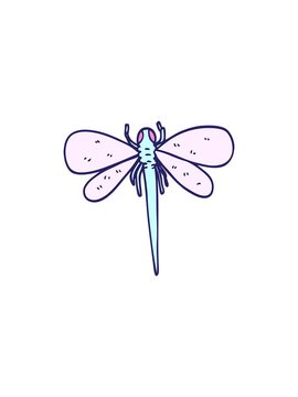 flashy sales animation of cartoon doodle dragonfly
