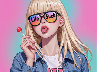 young woman with lollipop