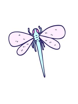 attention grabbing animation of cartoon doodle dragonfly