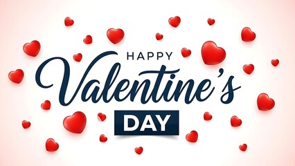 Happy valentines day greeting with hearts on pink background