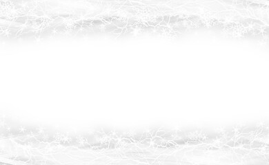 Delicate white snowflakes frame an open space creating a wintery ethereal border
