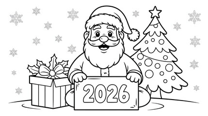 Fototapeta premium Cute Christmas Tree Illustration with Gifts