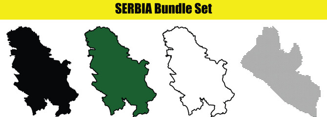 Obraz premium Serbia dot map with dotted style Circle dot map Serbia, outline black and white silhouette