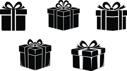 Christmas Gift Box Silhouette Vector Set