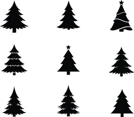 Christmas Tree Silhouette Vector Set