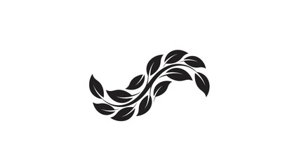 Fototapeta premium Elegant Black Leafy Vine Swirl Design.