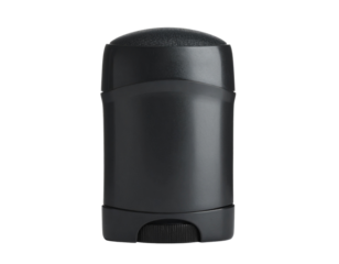 Black charcoal deodorant stick for hygiene isolated on white
