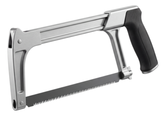 Compact foldable hacksaw with a collapsible frame and 18 TPI blade for portability.