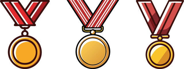 War medal icon with ribbon bold black outline representing honor bravery and military achievement