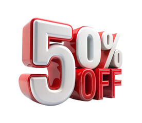 50 percent off sale discount sign isolated on transparent background