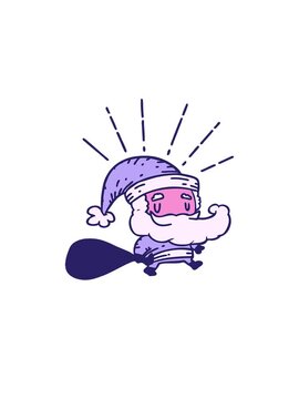 rise and float animation of illustration of a  santa claus christmas character with sack