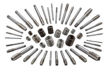 Thread repair kit with assorted taps and inserts for automotive repair shops.