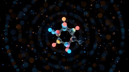 Colorful Abstract 3D Molecular Structure Over Dark Scientific Background