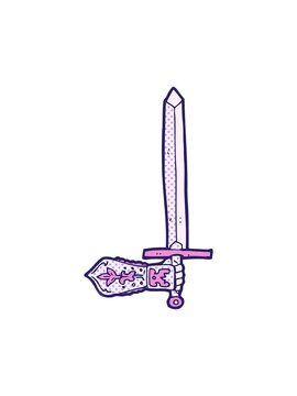 glitter effect animation of cartoon sword and hand
