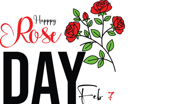 Happy rose day celebration on february 7th with vibrant red roses illustration