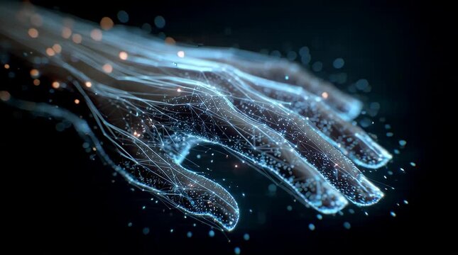 Exploring Abstract Digital Fingers Creating Glowing Network Visualization