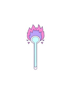 starburst effect animation of a cartoon thermometer