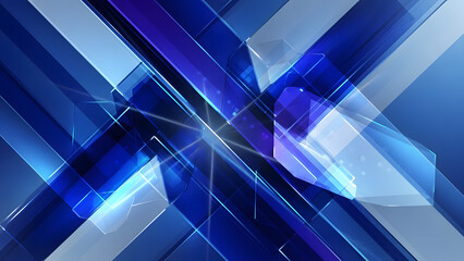 Abstract geometric pattern in shades of blue and white, with lines and shapes creating a modern and futuristic design. 