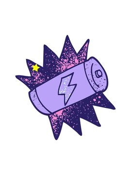 twinkling stars effect animation of cartoon doodle fully charged battery