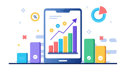 Modern business finance concept illustration showing market trends, strategy planning and economic g