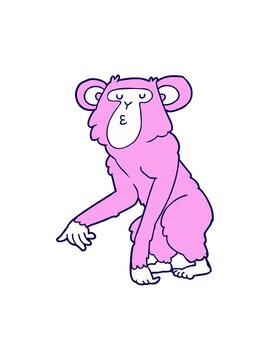 neon light effect animation of cartoon chimpanzee