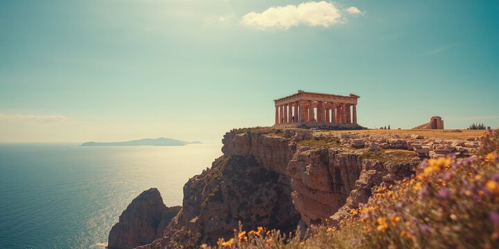 Ancient Greek Temple of Poseidon near Athens, archaeological focus on erosion protection, World Heritage Day
