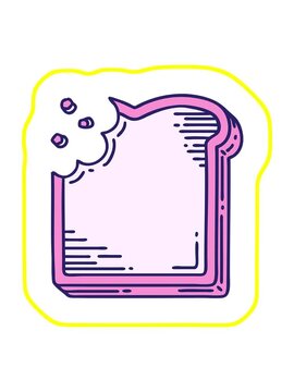 radioactive glowing animation of tattoo in traditional style of a bitten slice of bread