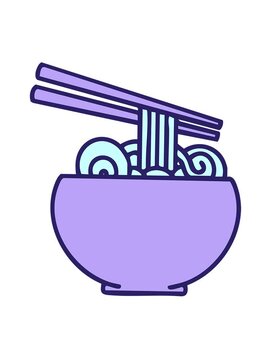 jiggle motion animation of a large bowl of noodles with chopsticks