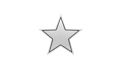 Silver Star with Black Outline on White Background
