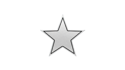 Silver Star with Black Outline on White Background